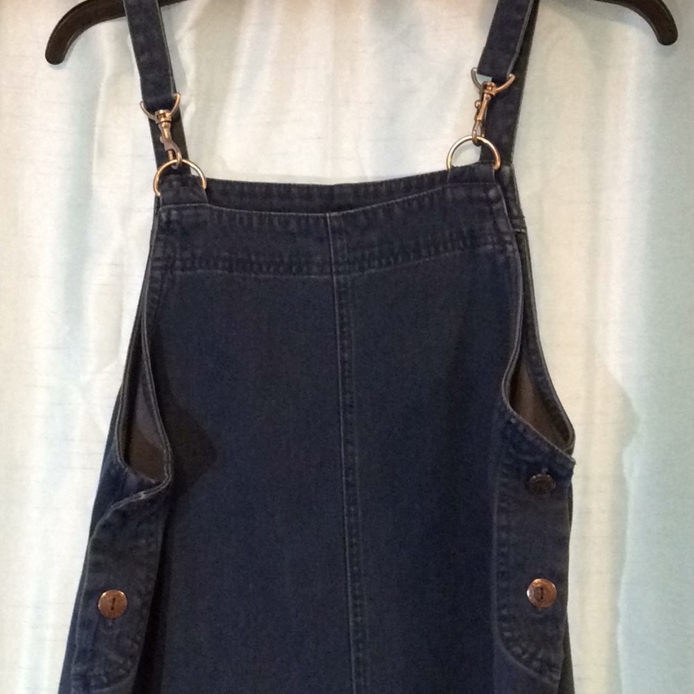 Jean Maxi Jumper, Gently Used, buttons on each side.  Pockets in front.